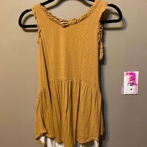 Mustard and White Polkadot Blouse